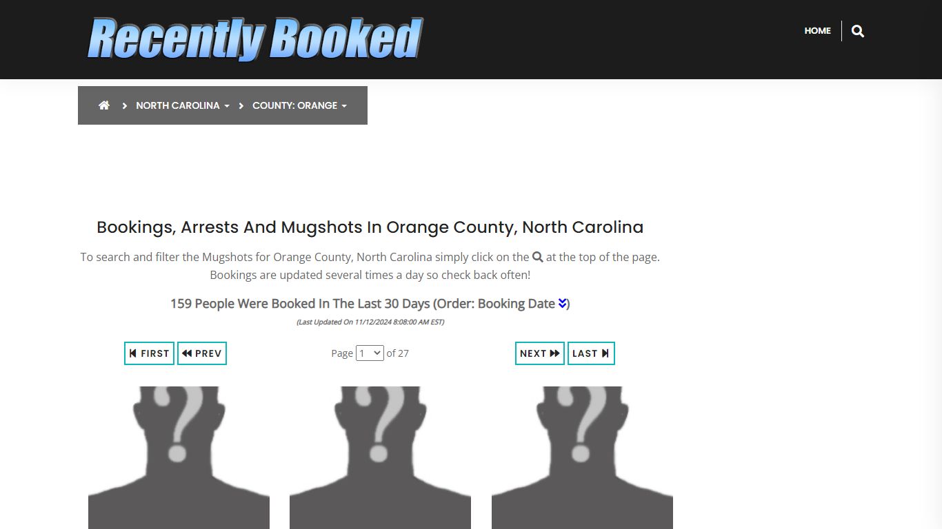 Bookings, Arrests and Mugshots in Orange County, North Carolina