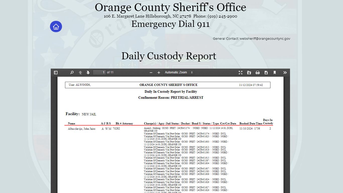 Daily Custody Report - ocso