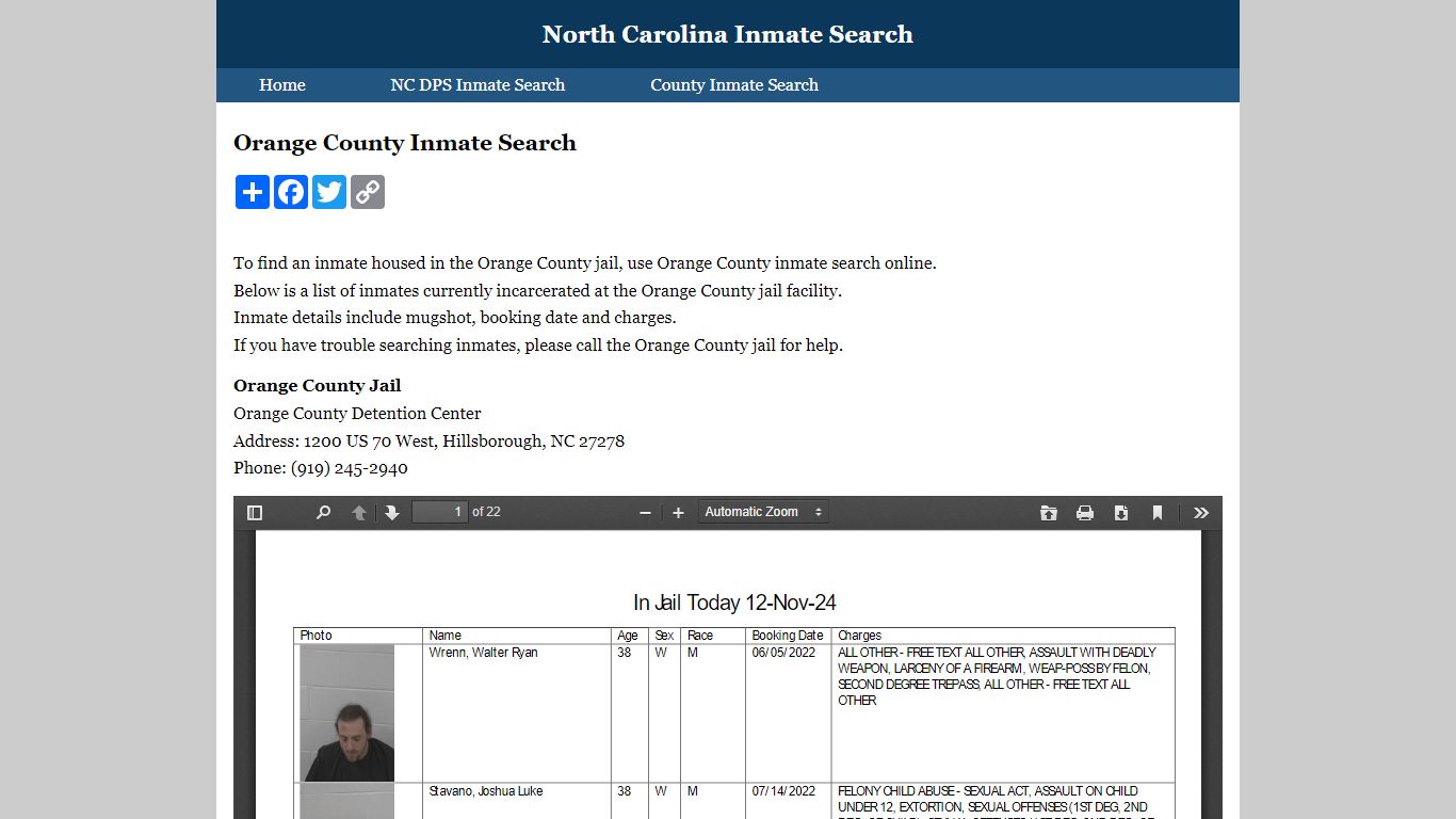 Orange County Inmate Search